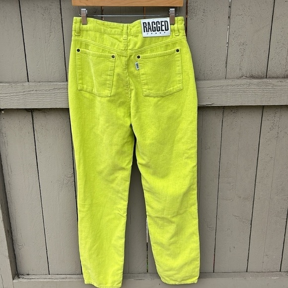 NWT The Ragged Priest Corduroy Jeans Neon Yellow Festival Rave Punk Sz 30 - Picture 5 of 7